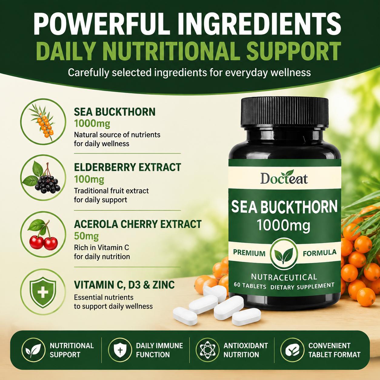 Docteat Duindoorn 1000mg Table - Nutrition Zinc recensie en prijs